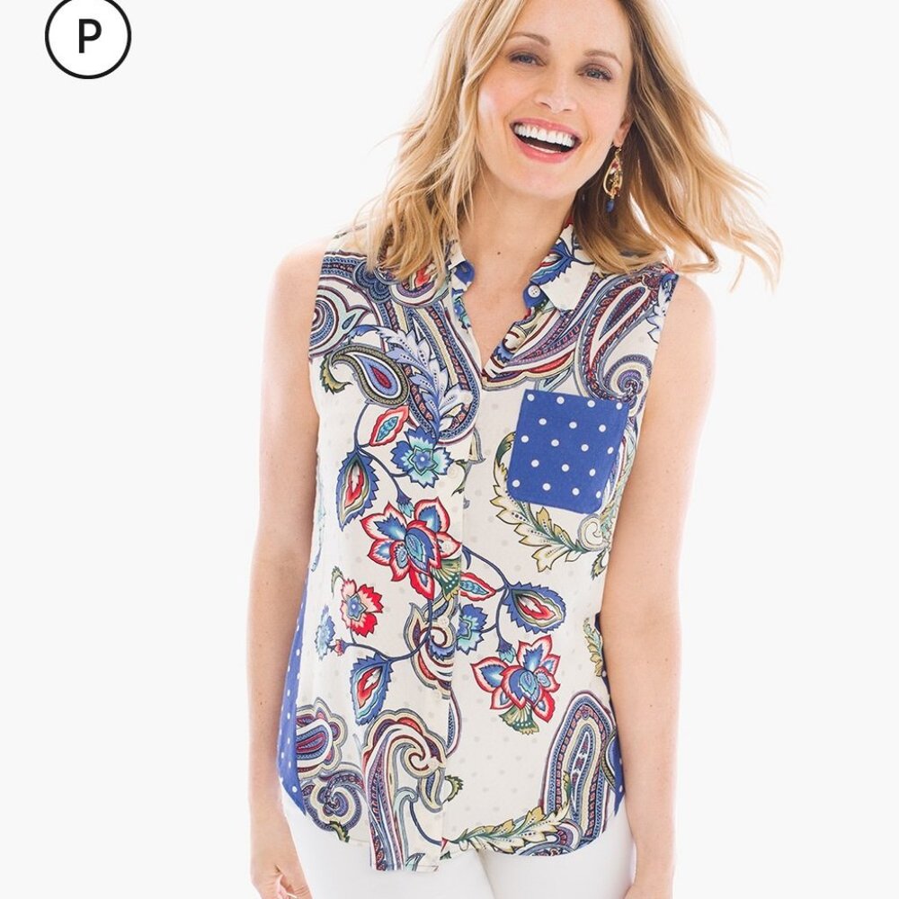 CHICO'S PETITE SCROLLING ORIENT SHIRT